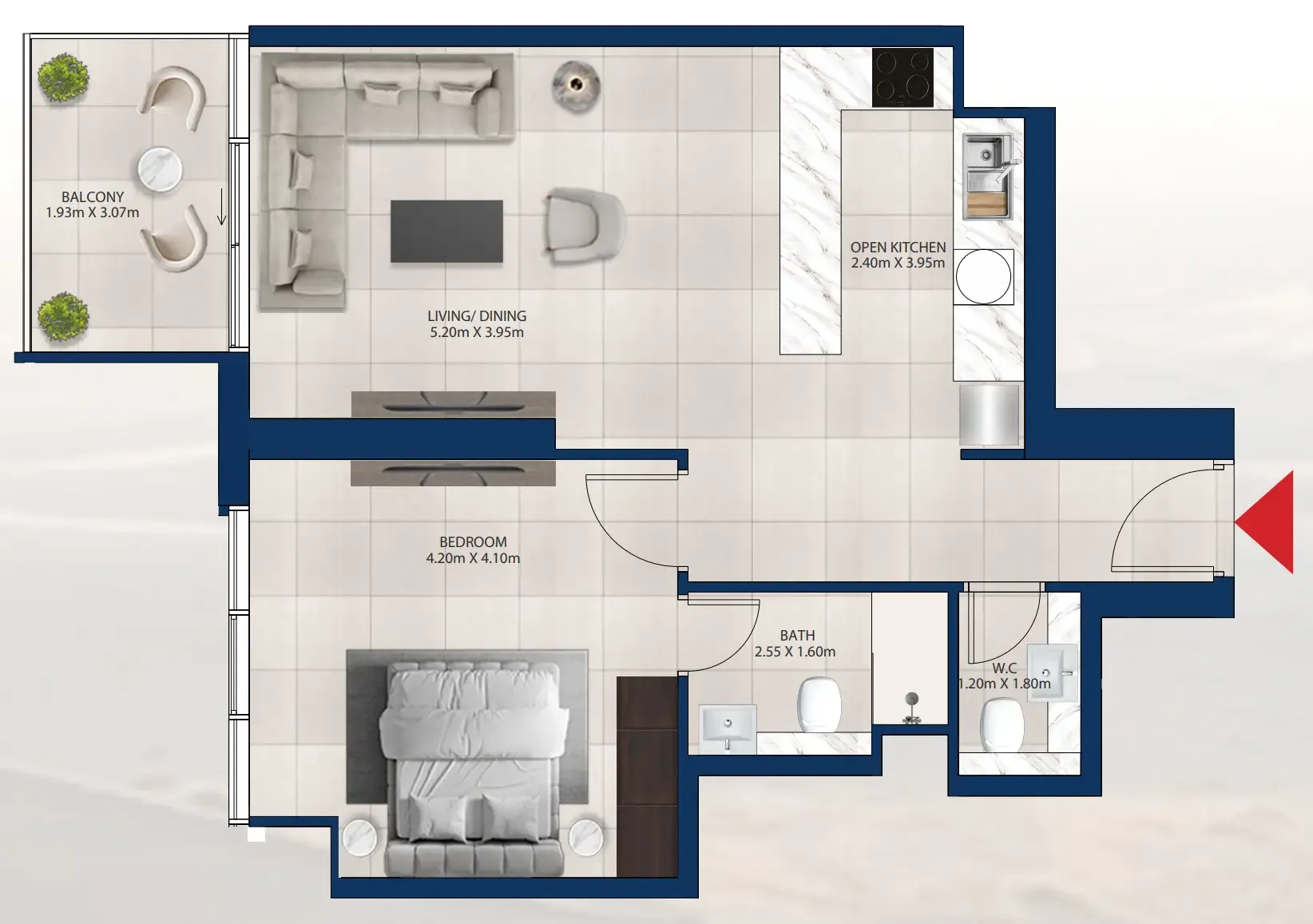 Al Vista 1 bed floor plan, 759 sqft
