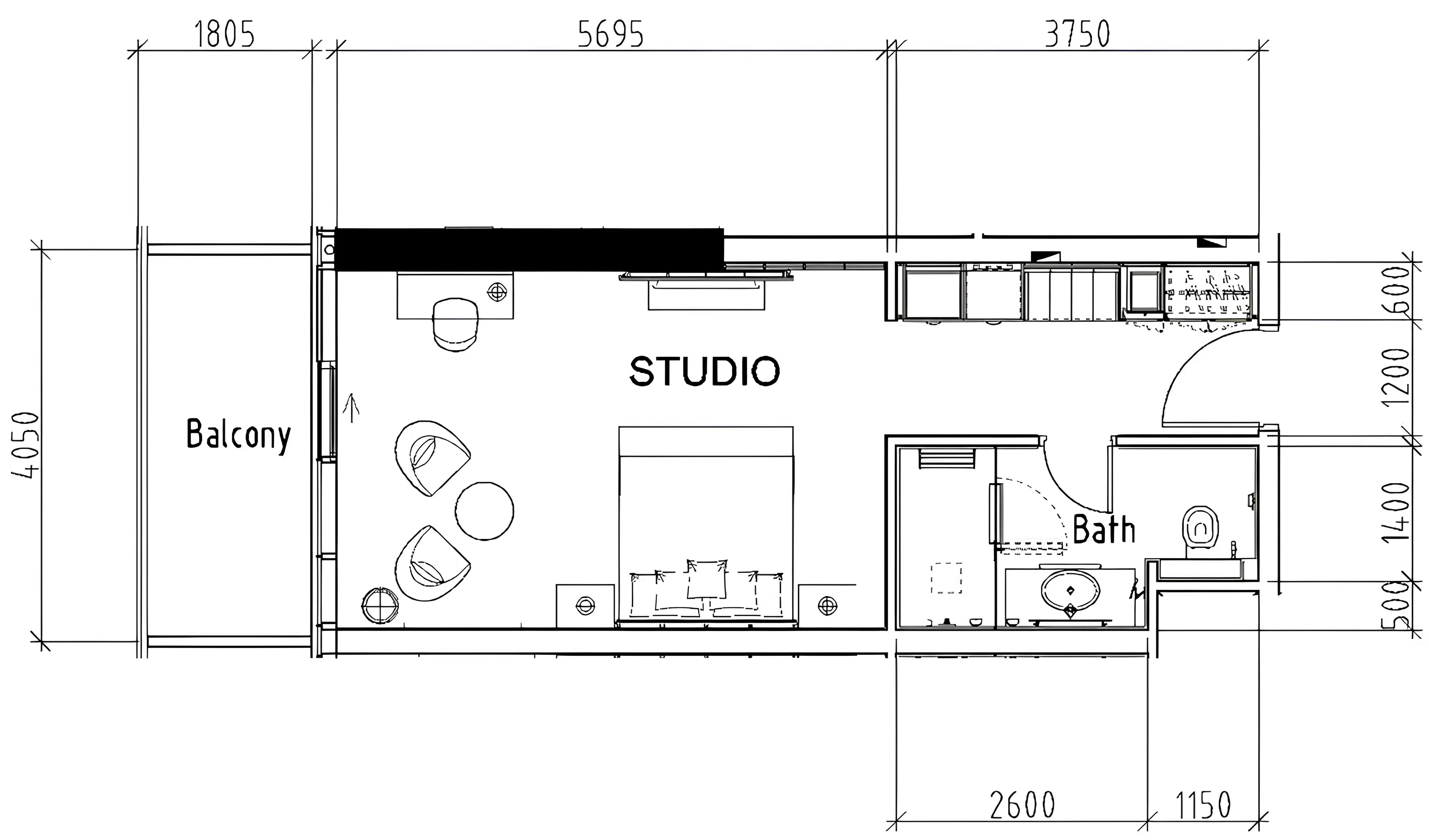 Damac Hills - Artesia Studio floor plan, 500 sqft