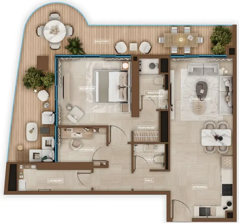 Sky Hills Astra 1 bed floor plan, 1,206 sqft