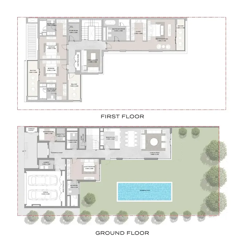 Elwood 4 bed floor plan, 5,007 sqft