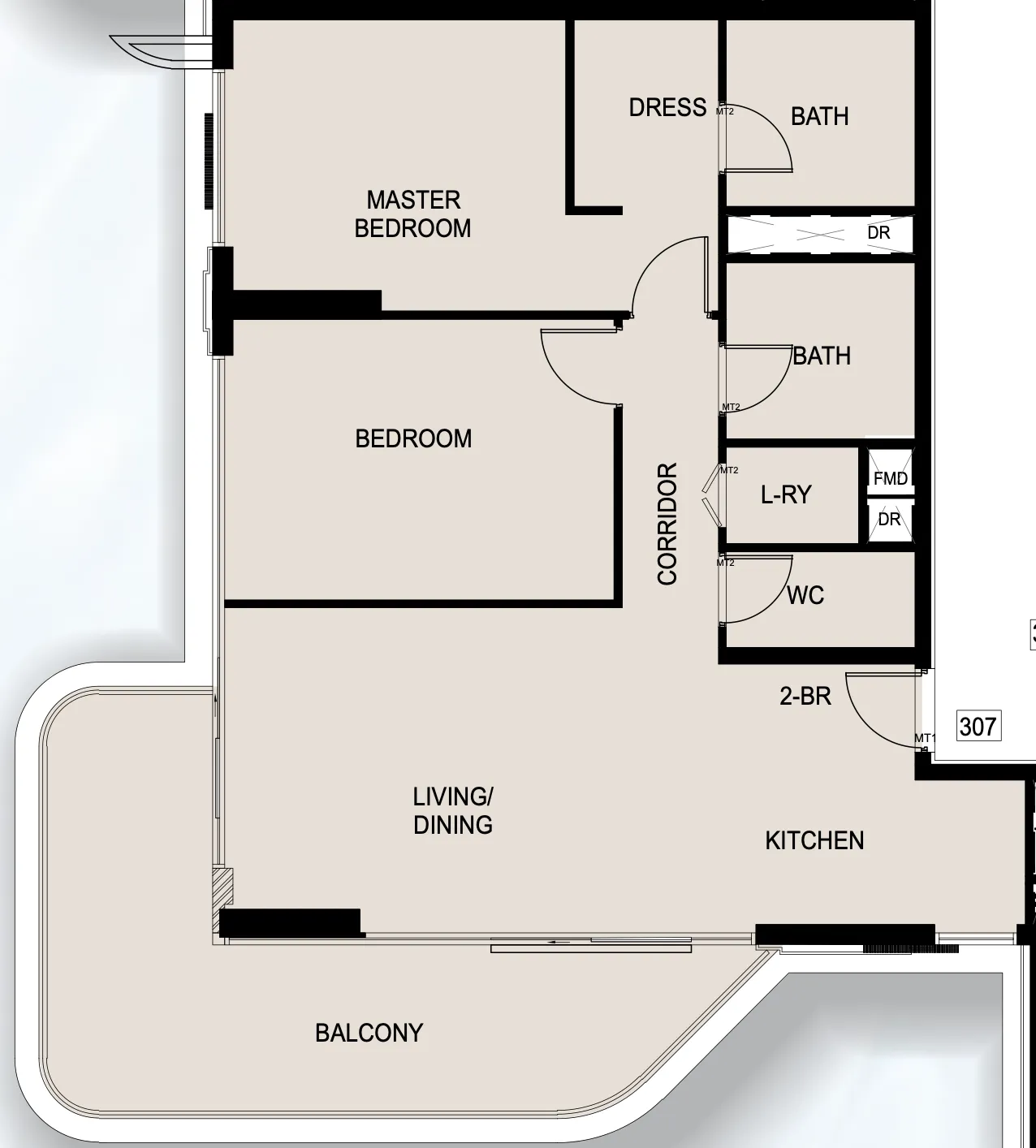 Edgewater Residences 1, 2 and 3 2 bed floor plan, 1,034 sqft