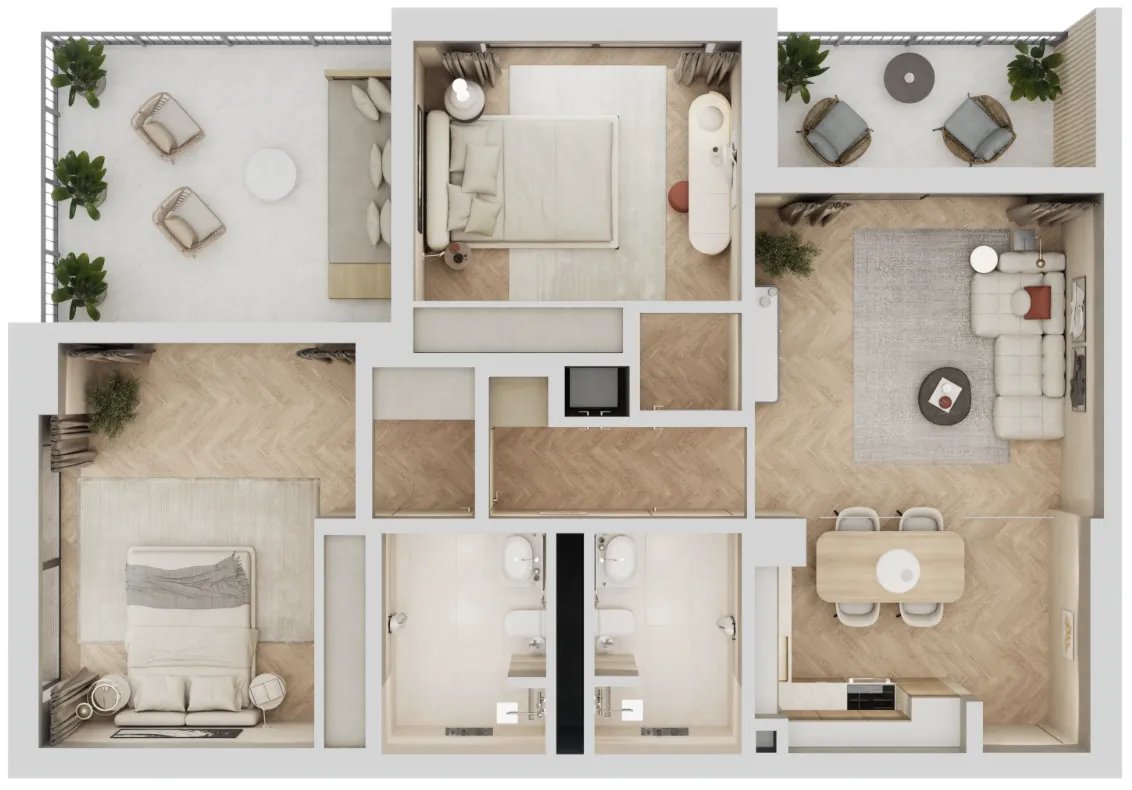 Arisha Terraces 2 bed floor plan, 1,092 sqft