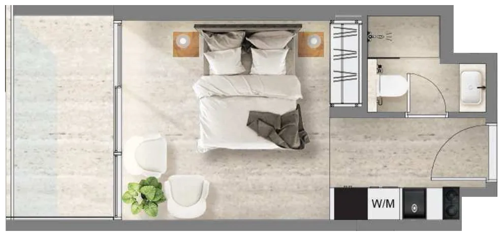 Santorini Residences by Loutraki Studio floor plan, 373 sqft