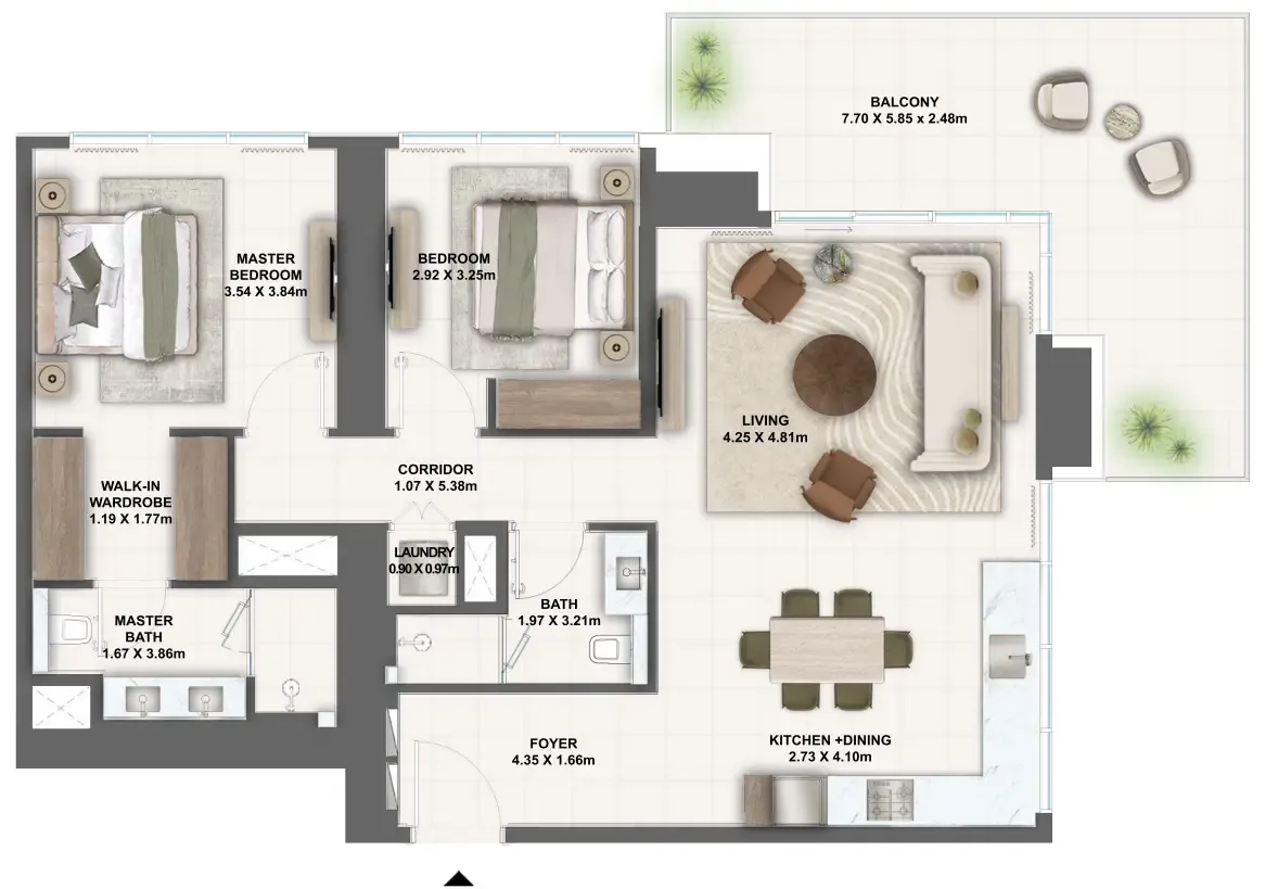 Silva Dubai Creek Harbour 2 bed floor plan, 1,425 – 1,426 sqft