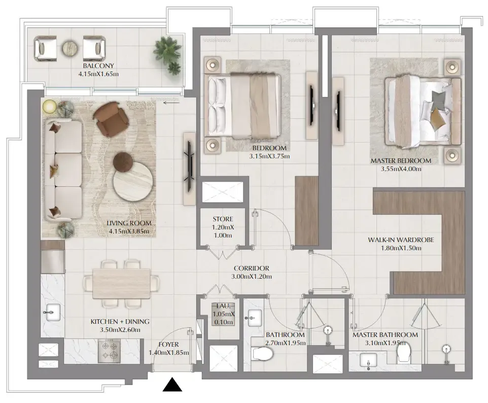 Terra Woods 2 bed floor plan, 1,119 sqft