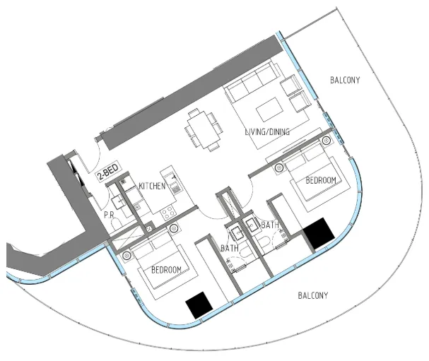 Damac Casa 2 bed floor plan, 1,857 sqft