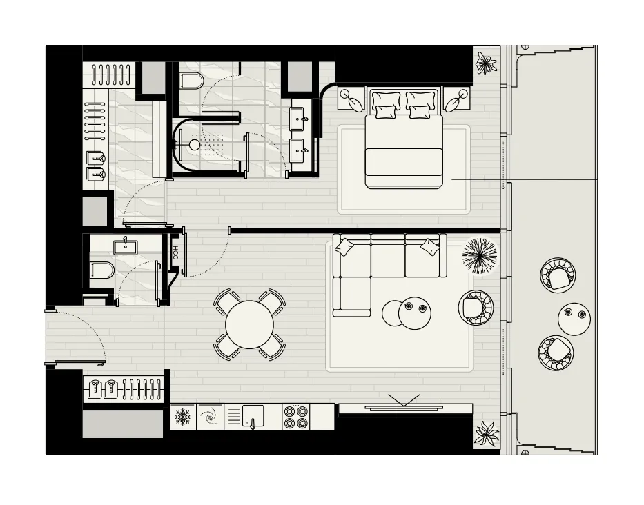 LIV Maritime 1 bed floor plan, 1,071 sqft