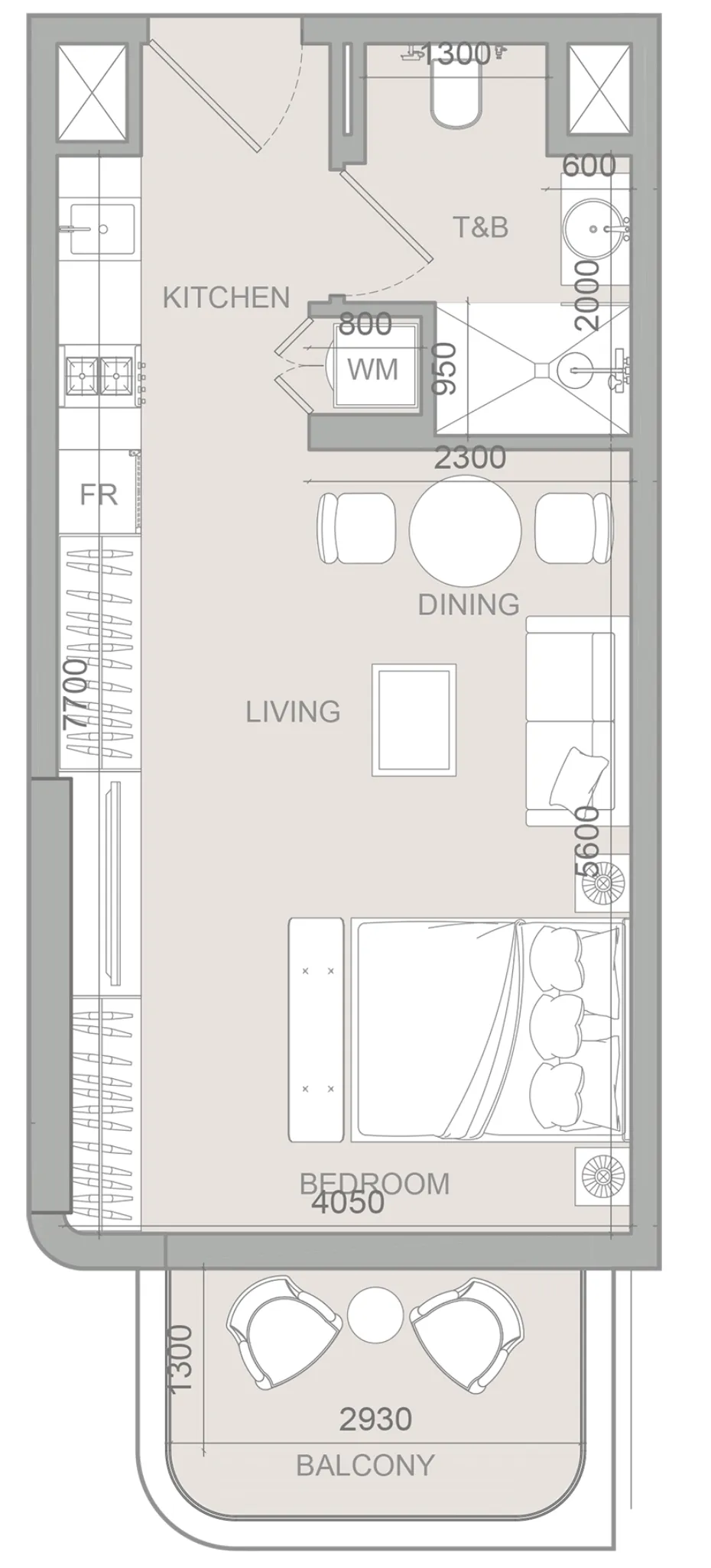 S1LV1ANA Park Studio floor plan, 452 sqft