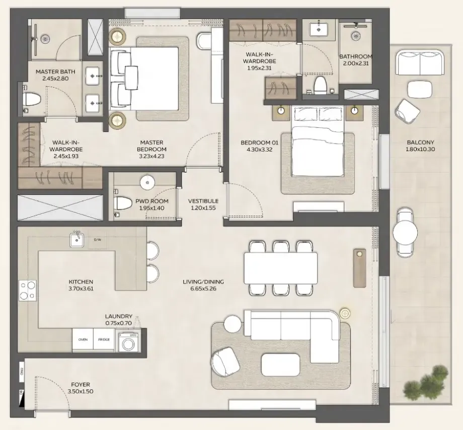 Expo Valley Views 2 bed floor plan, 1,476 sqft
