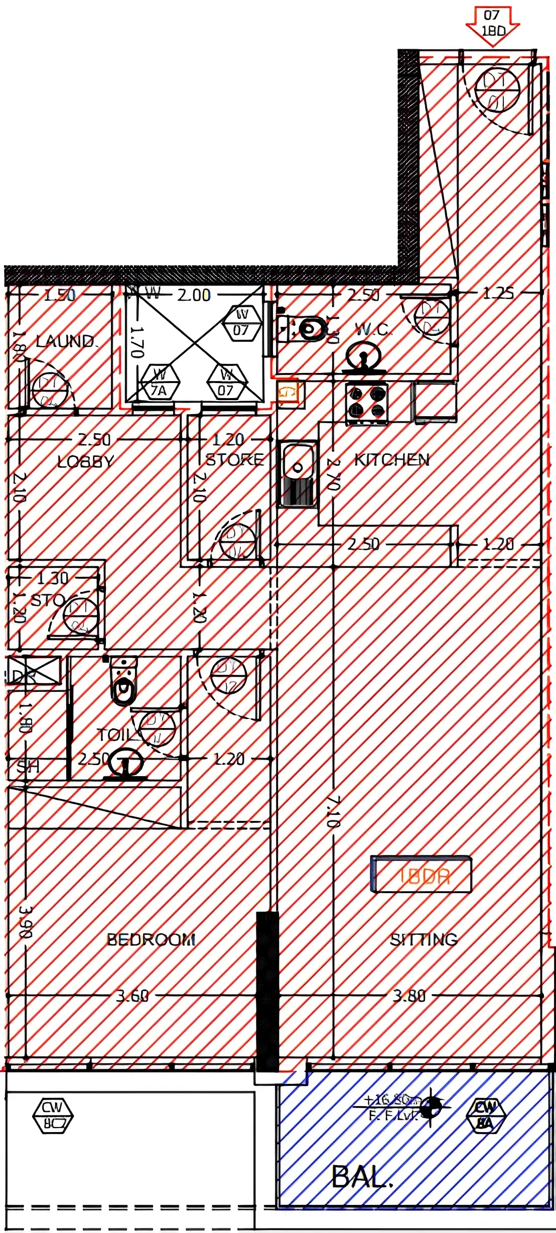 Sea View Residence 1 bed floor plan, 1,088 sqft