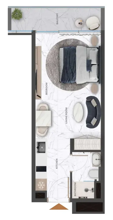 Wadi Hills Studio floor plan, 400 sqft
