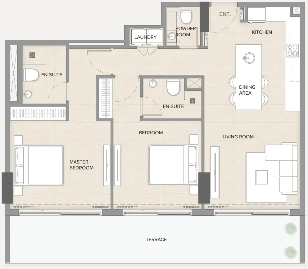 Arka Enclave Residences by Atmosphere Living 2 bed floor plan, 1,131 – 1,140 sqft