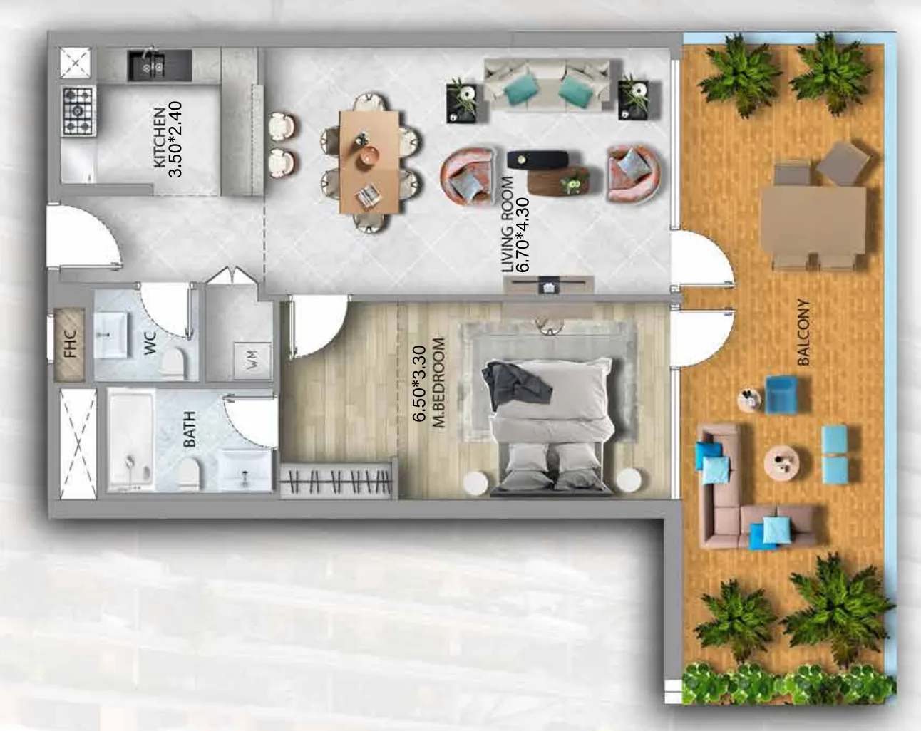 311 Boulevard 1 bed floor plan, 1,194 sqft