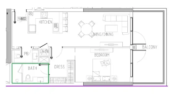Damac Riverside Views 1 bed floor plan, 958 sqft