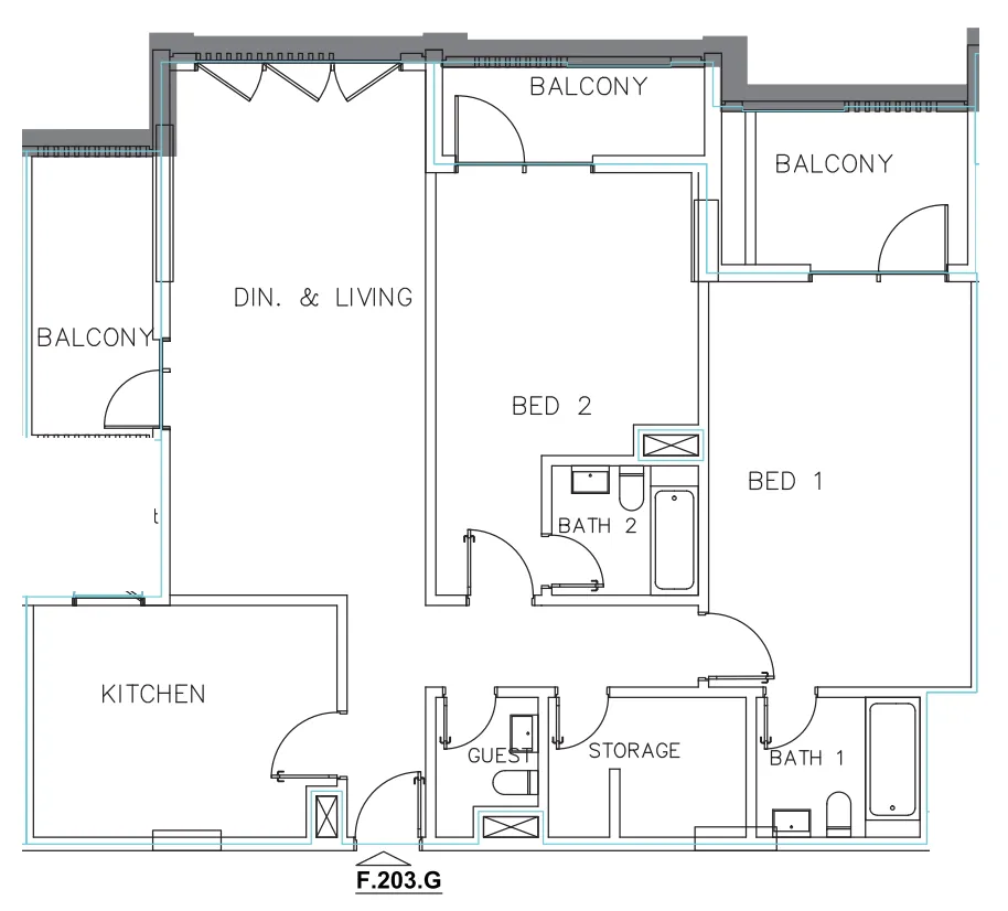 Janayen Avenue 2 bed floor plan, 1,585 sqft