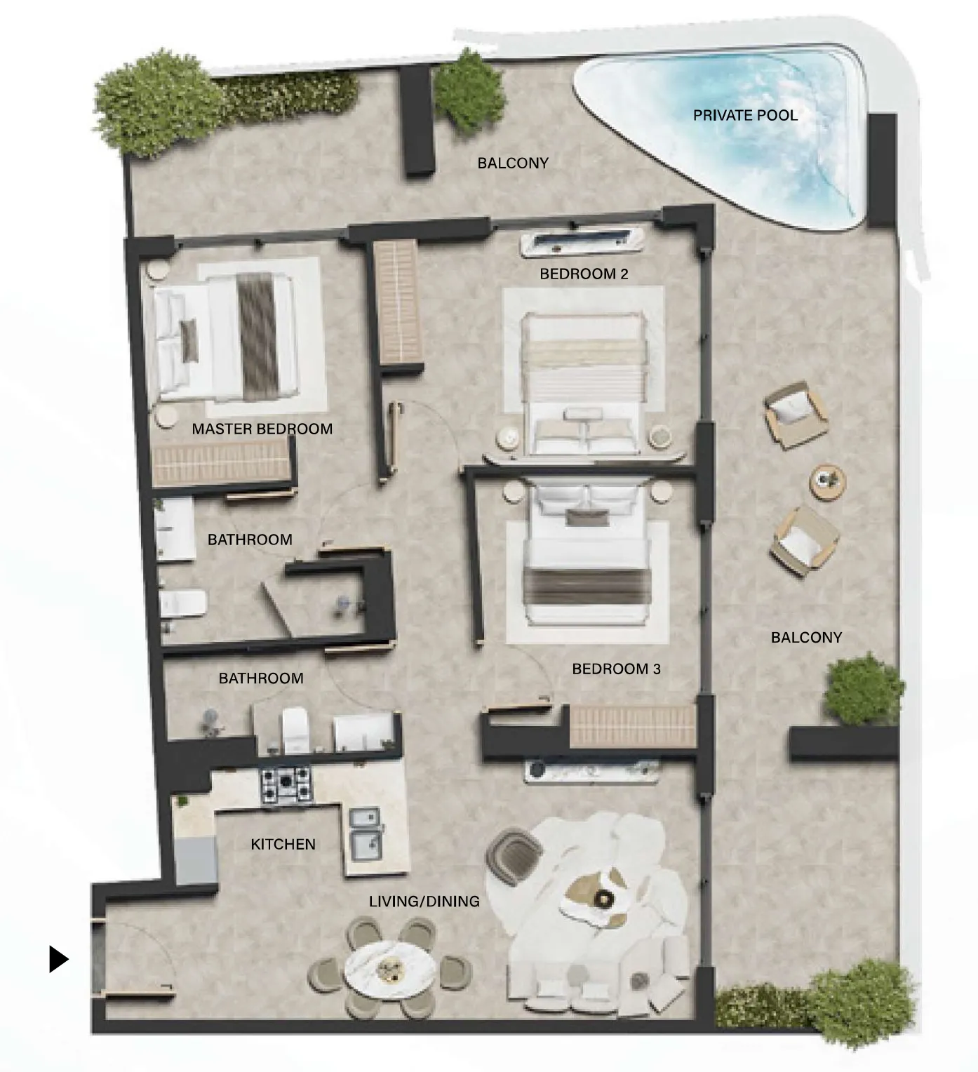 Weybridge Gardens 5 3 bed floor plan, 1,488 – 1,490 sqft