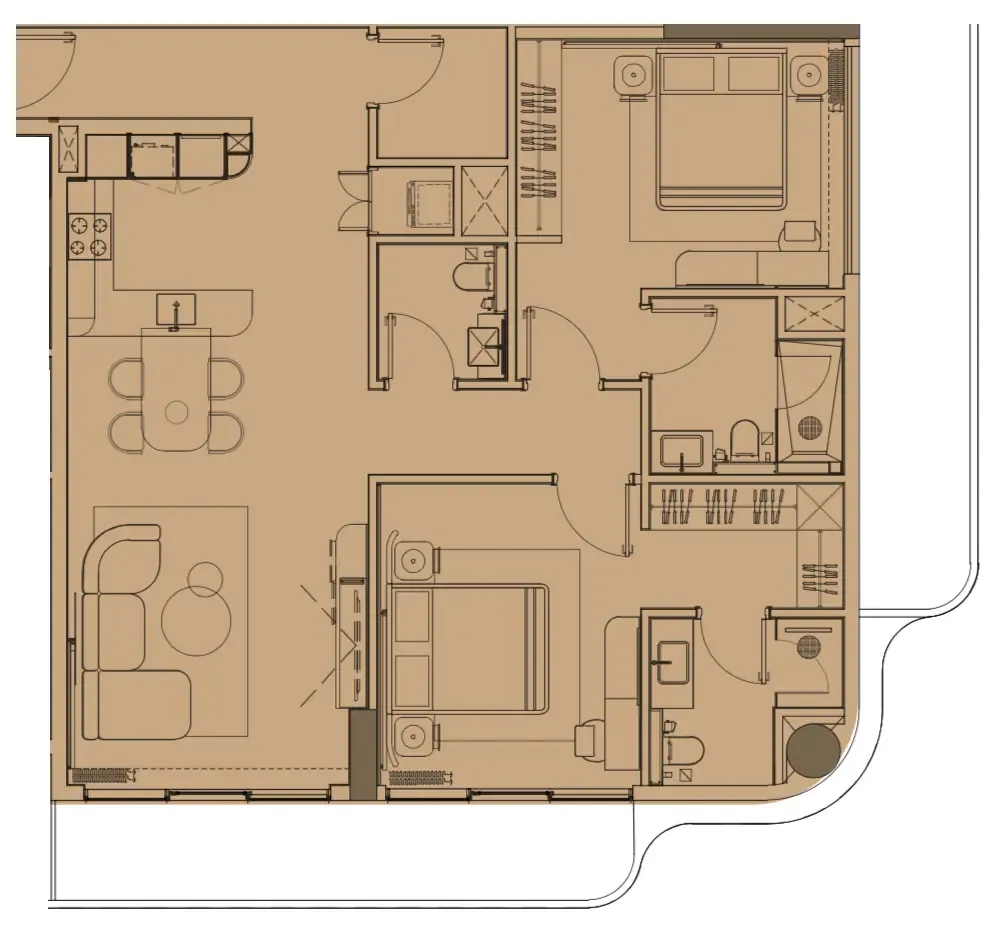 Pearl House IV 2 bed floor plan, 1,369 sqft