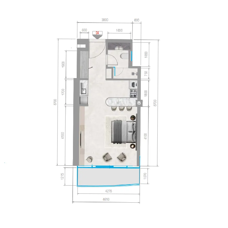 Orchid Towers Phase 1 Studio floor plan, 497 sqft