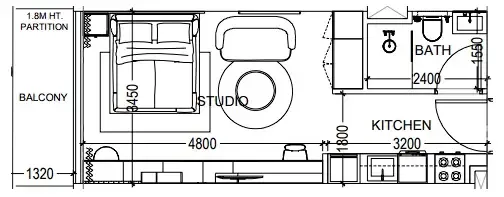 Al Haseen Residences 6 Studio floor plan, 393 sqft