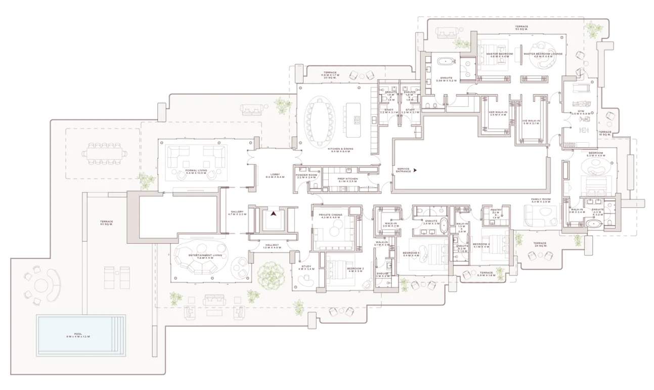 Solaya 5 bed floor plan, 15,331 sqft