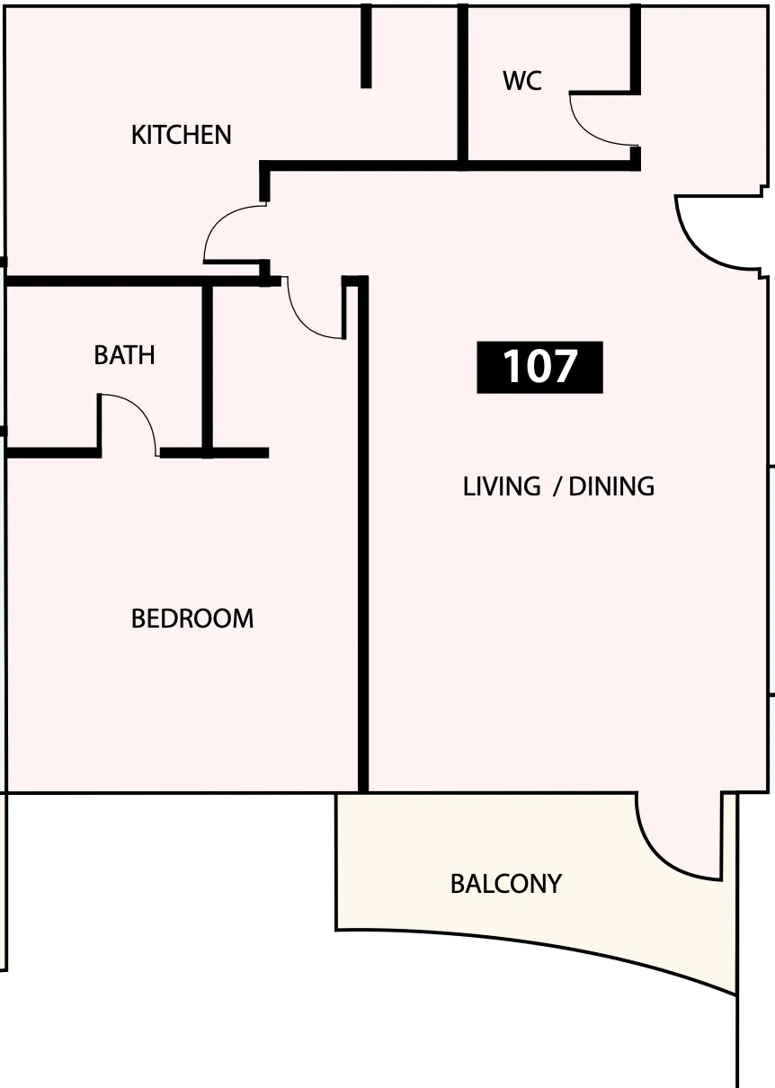Paradise View 1 1 bed floor plan, 831 sqft