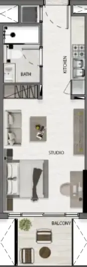 Avana Residences Studio floor plan, 395 sqft