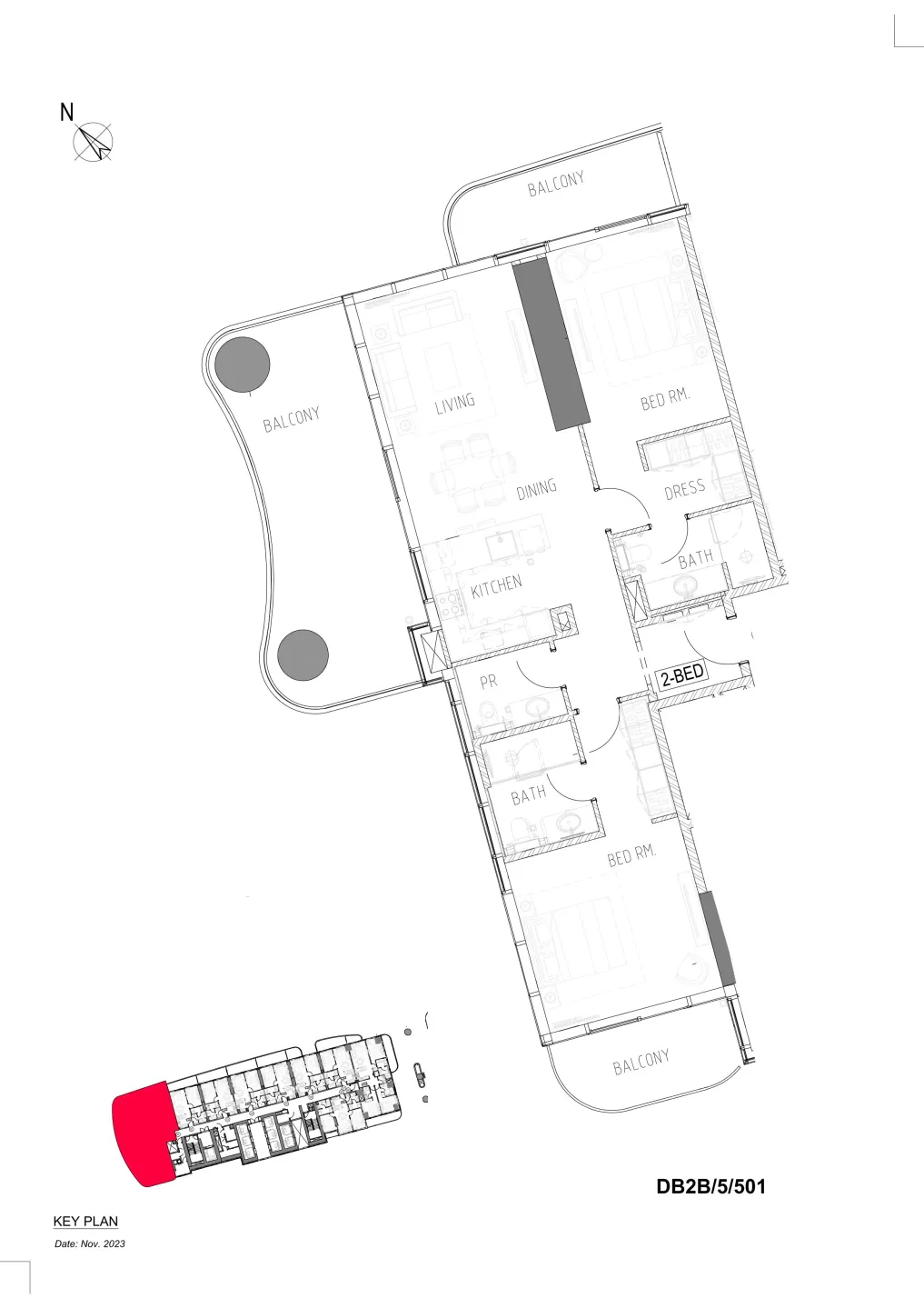 Damac Bay 2 3 bed floor plan, 2,195 sqft