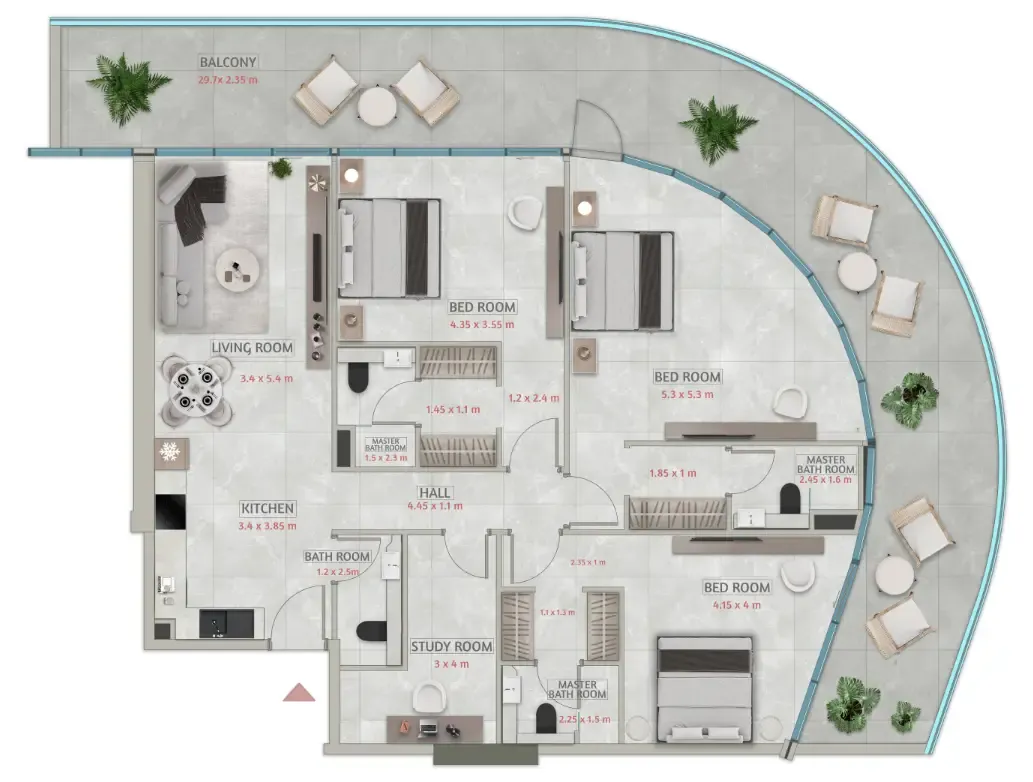 Sakura Gardens 3 bed floor plan, 2,290 sqft