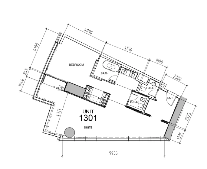 Damac Towers by Paramount 1 bed floor plan, 1,065 sqft