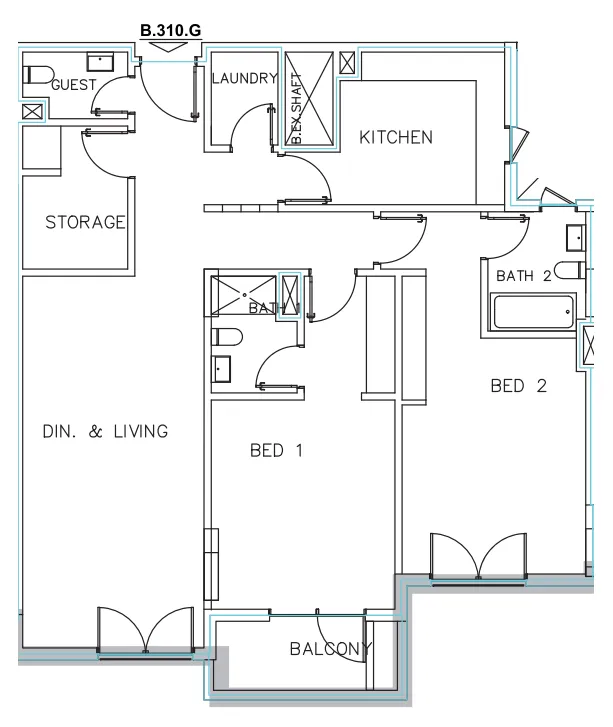 Janayen Avenue 2 bed floor plan, 1,512 sqft