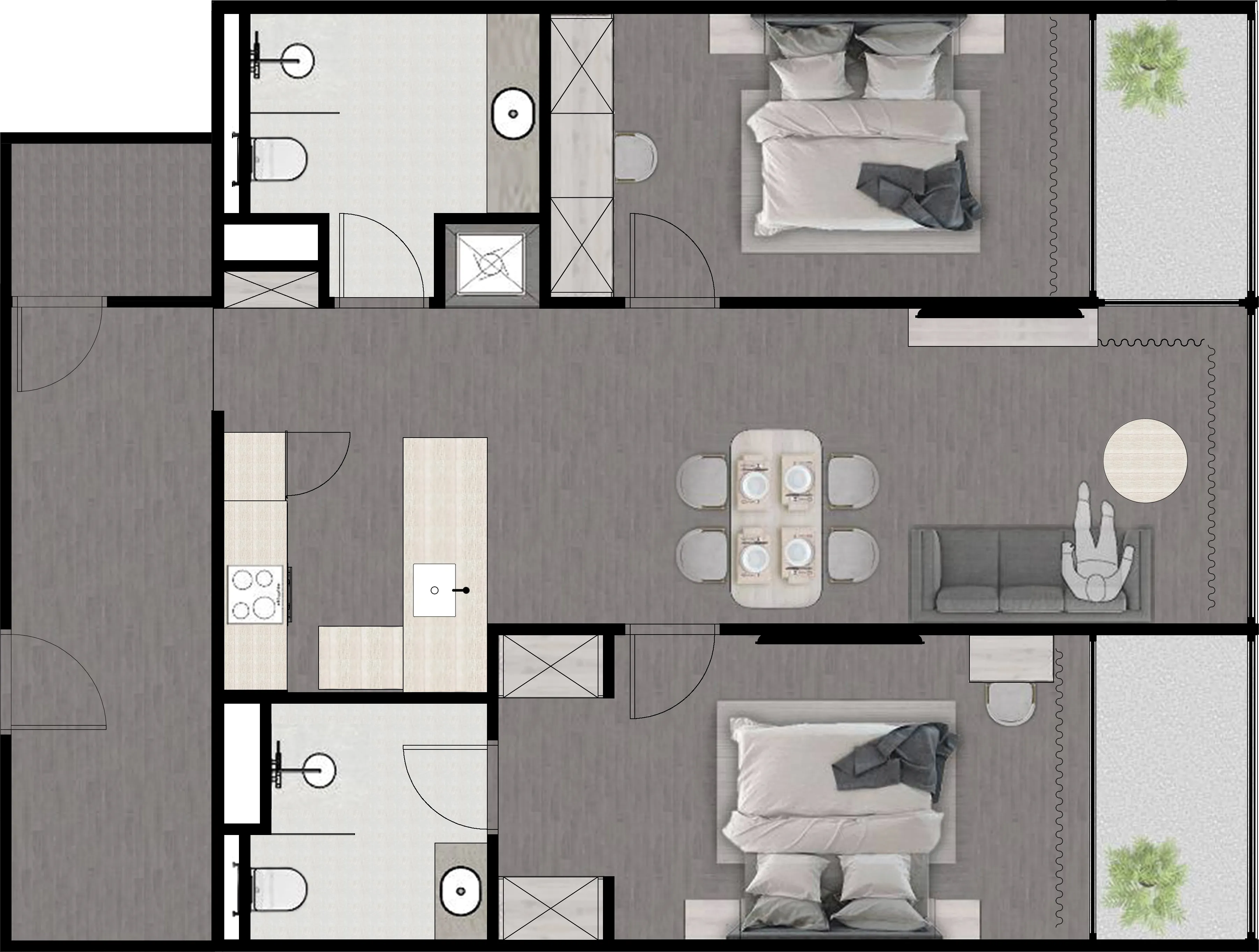 Next Point Condominium 2 bed floor plan, 1,109 sqft