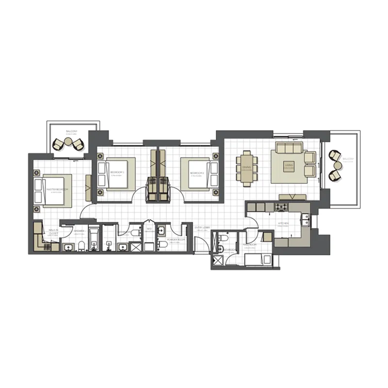 Citrine Residence 3 bed floor plan, 1,765 sqft