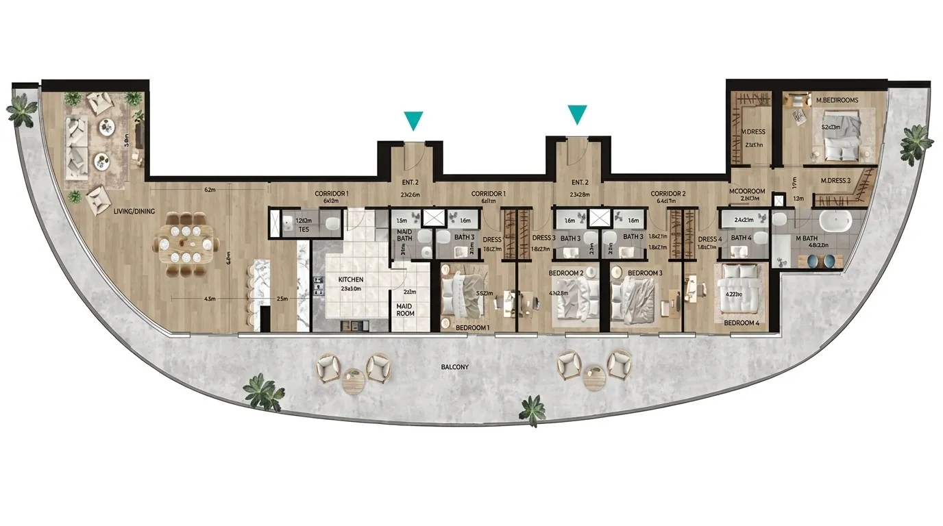 Waterfront by Missoni 5 bed floor plan, 4,442 sqft