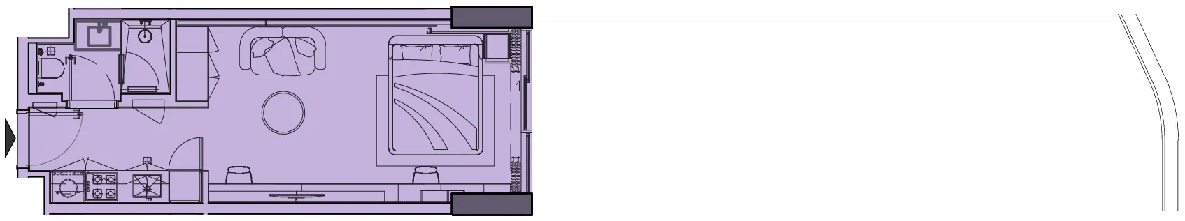 Le Blanc Studio floor plan, 812 sqft