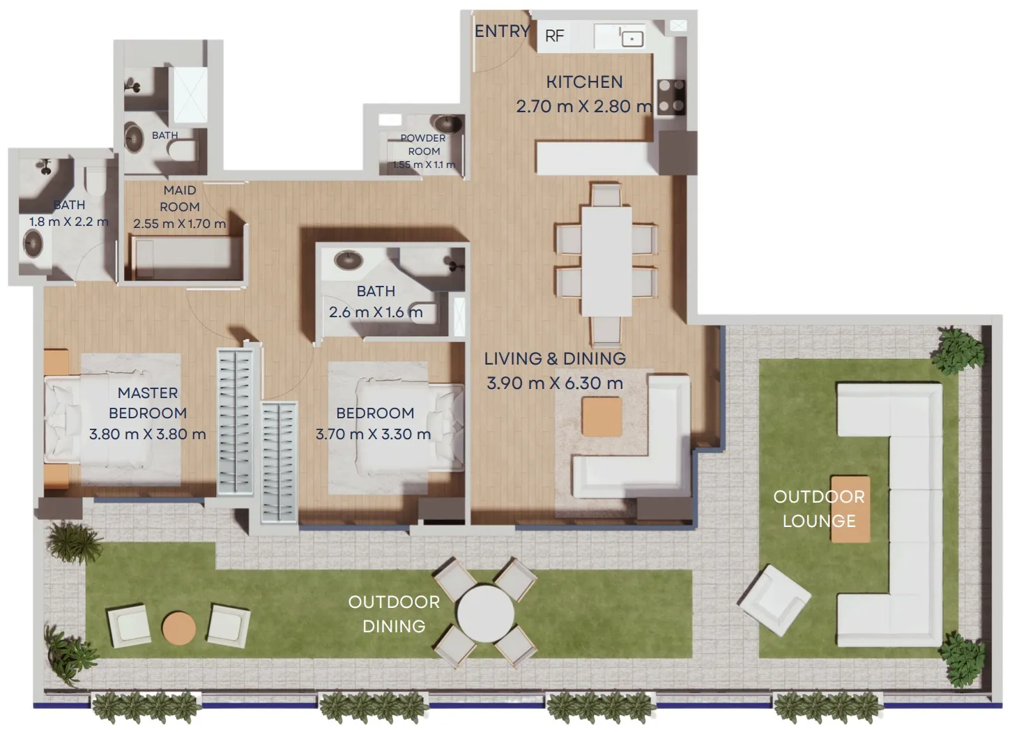 Manam Pearl 2 bed floor plan, 1,774 sqft
