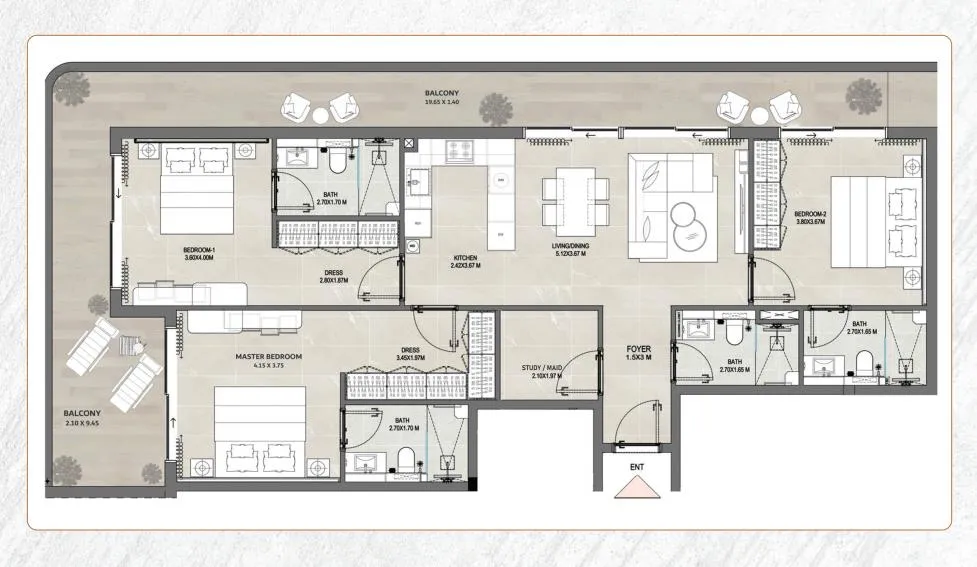 Amber by Enso 3 bed floor plan, 1,763 sqft