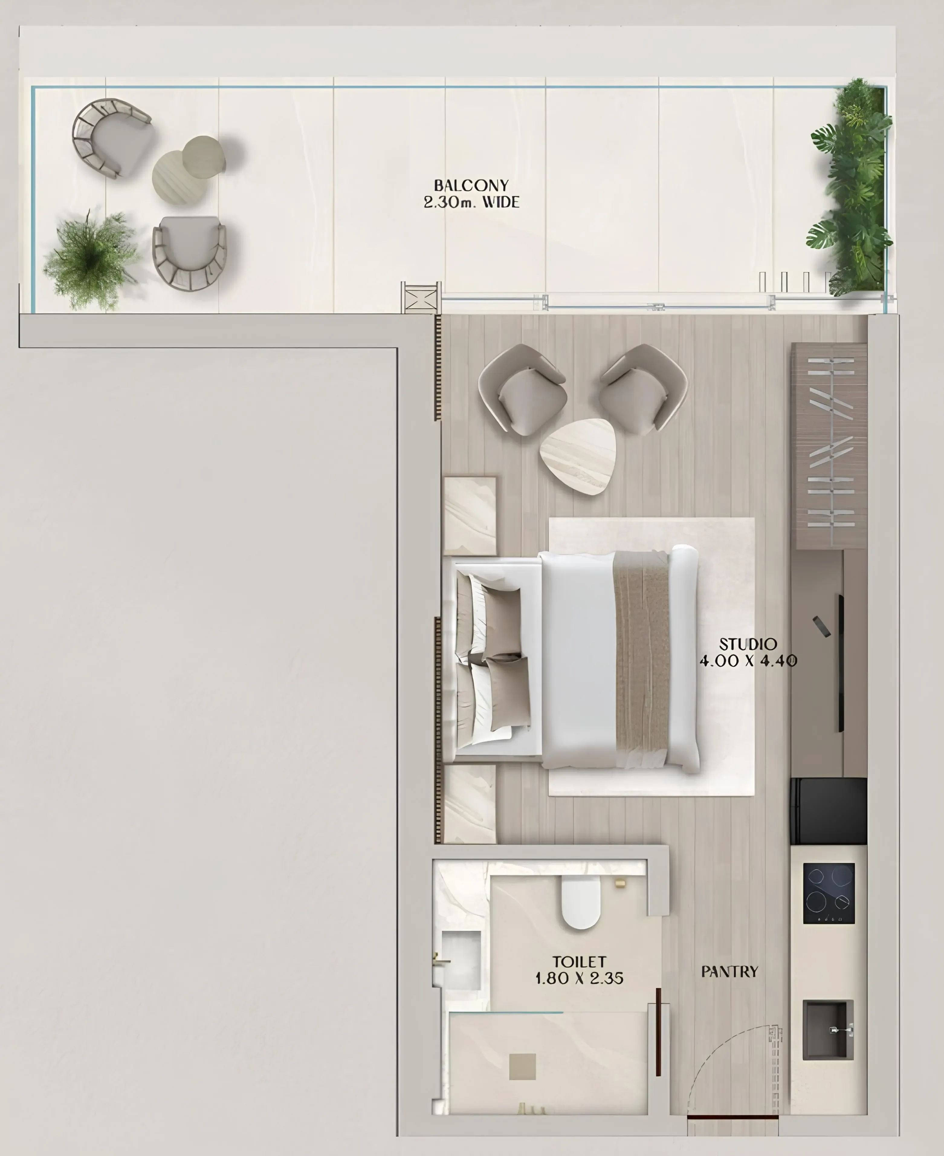 Soléva Beach Residences Studio floor plan, 522 sqft