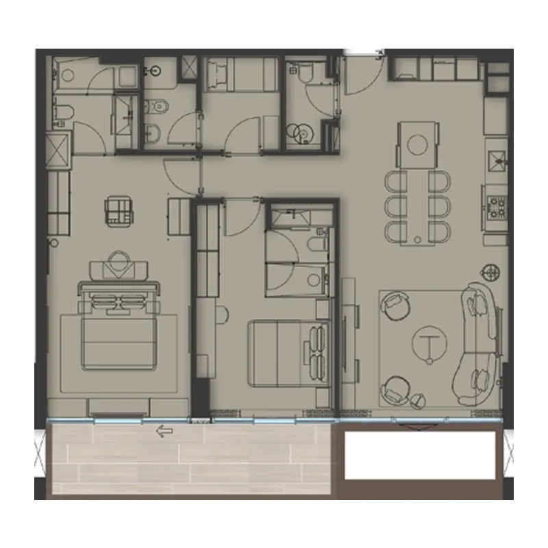 Sea Cliff by Imtiaz 2 bed floor plan, 1,385 sqft