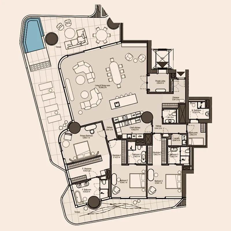Eywa Way of Water 3 bed floor plan, 4,791 – 4,962 sqft