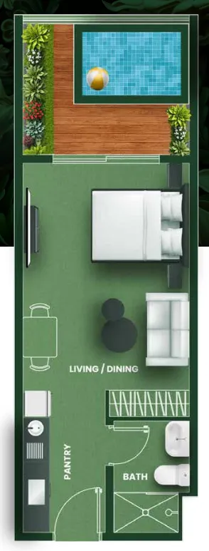 Vincitore Aqua Flora Studio floor plan, 484 – 674 sqft