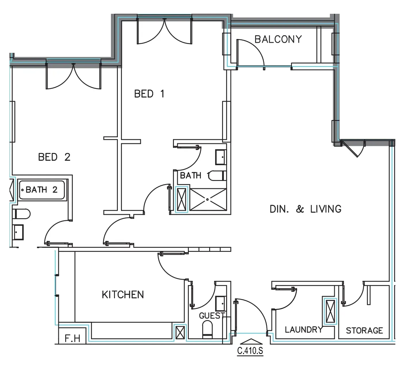 Janayen Avenue 2 bed floor plan, 1,527 sqft