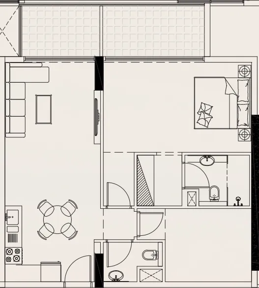 Casa Vista Residence 1 bed floor plan, 922 sqft