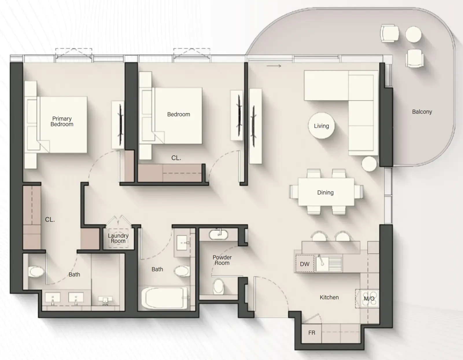 Portside Square 2 bed floor plan, 1,348 sqft