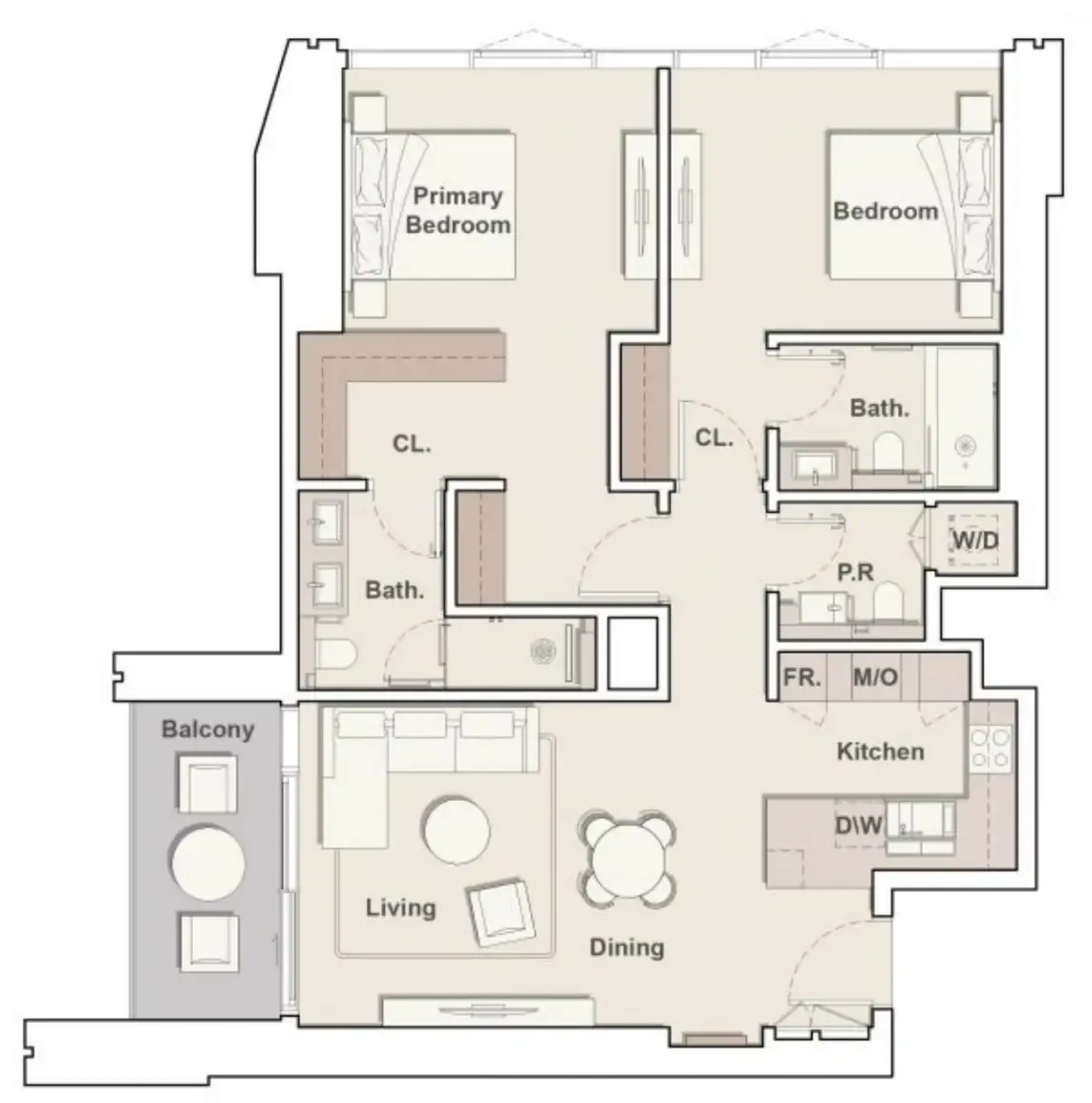 Eltiera Views 2 bed floor plan, 1,221 sqft