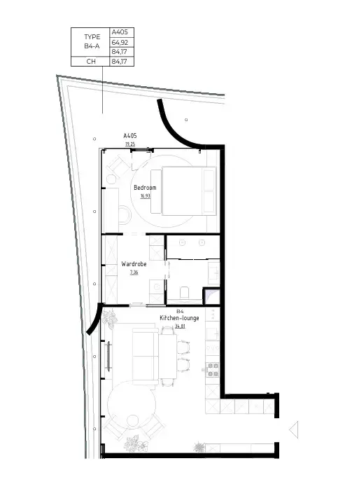 Bamboo Forest 1 bed floor plan, 904 sqft