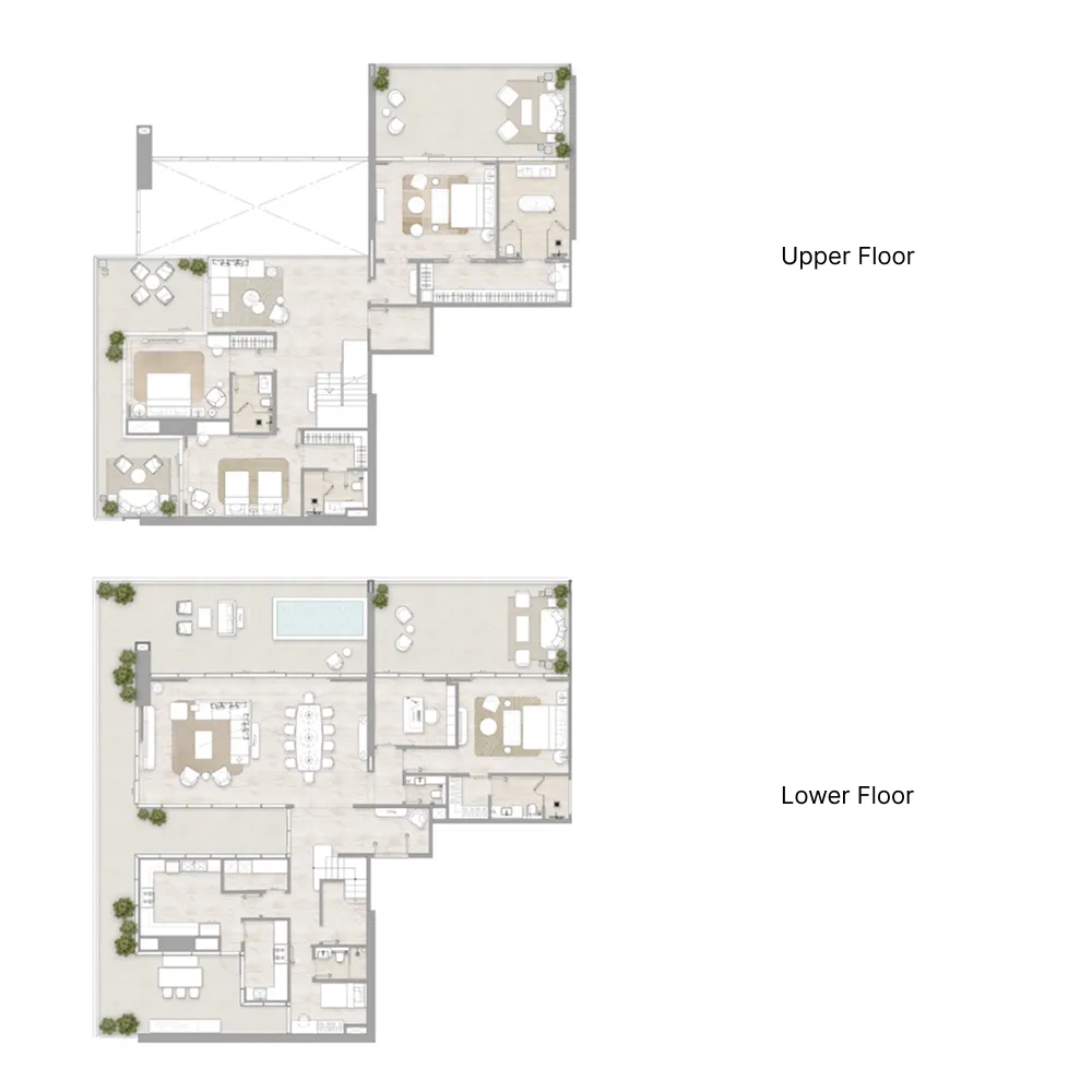 Kempinski Marina Residences 4 bed floor plan, 6,610 – 6,611 sqft
