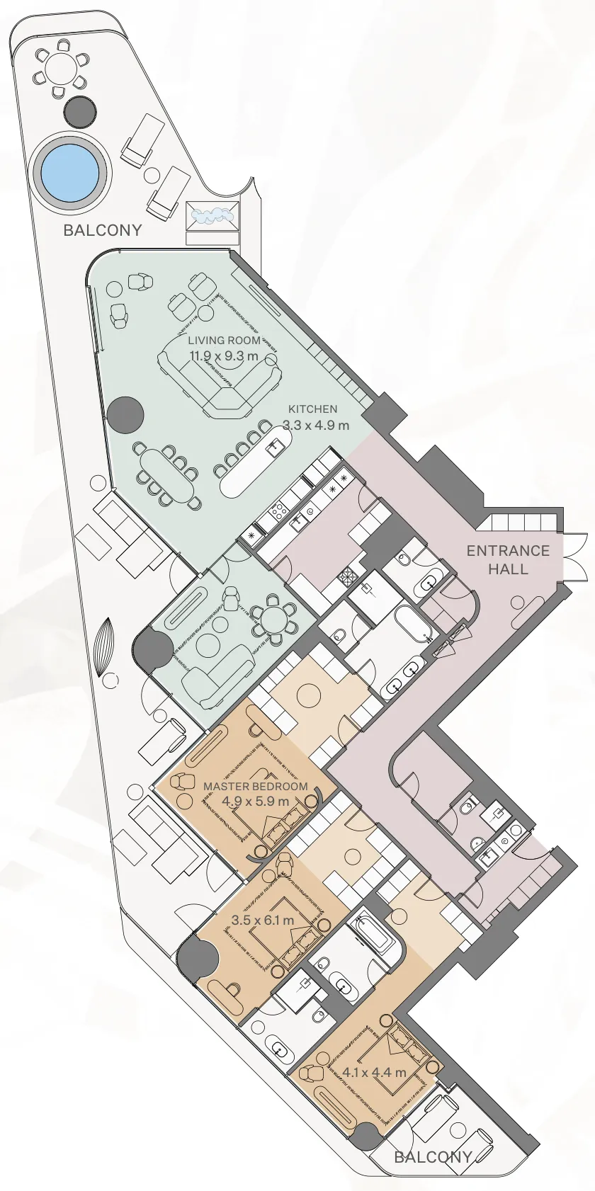 Eywa Tree of Life 3 bed floor plan, 5,145 – 5,190 sqft