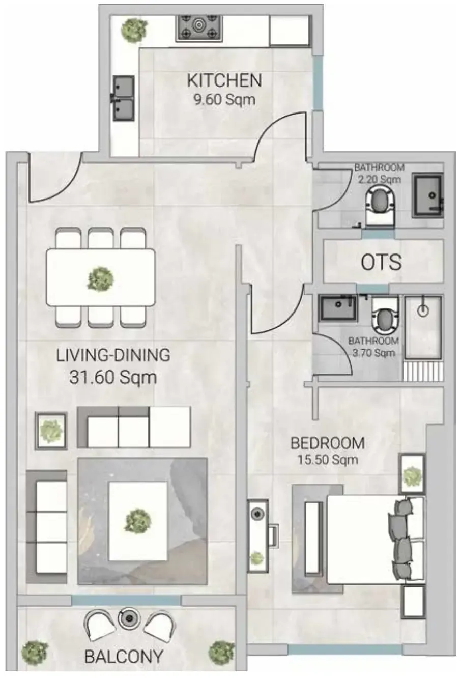 Al Ameera Village 5 1 bed floor plan, 1,111 sqft