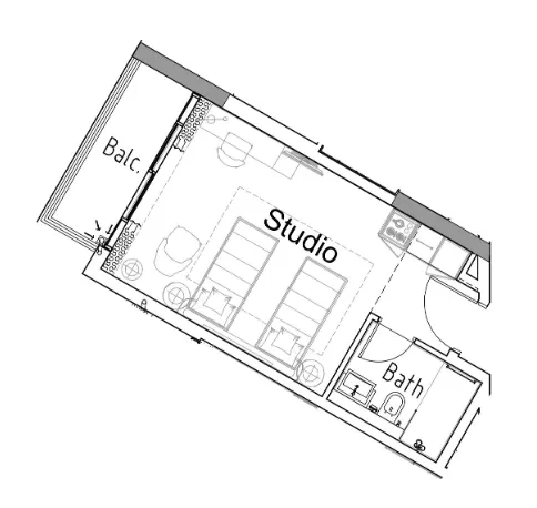 Damac Hills 2 - Hotel Edge by Rotana Studio floor plan, 356 sqft