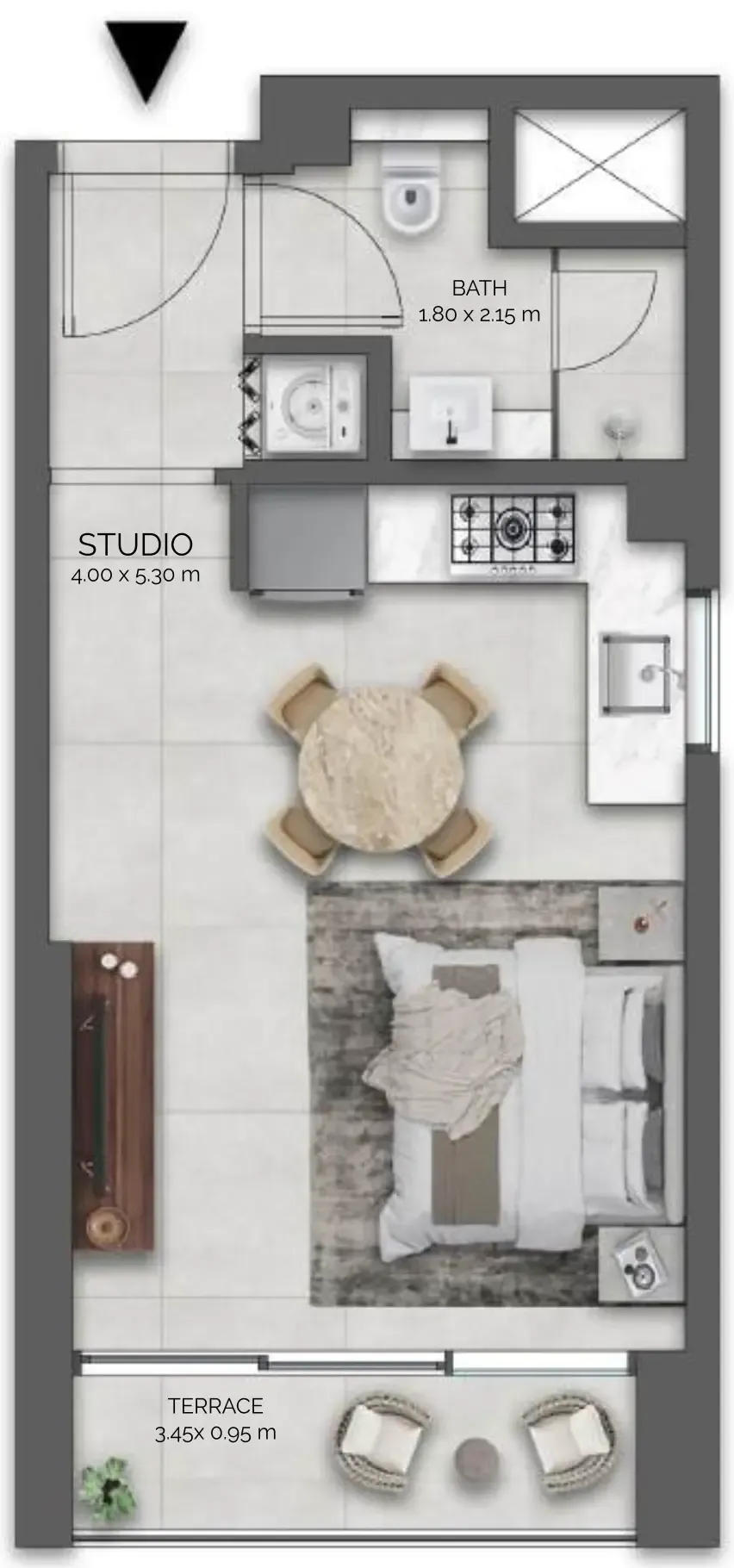Amazonia Residence Studio floor plan, 367 sqft